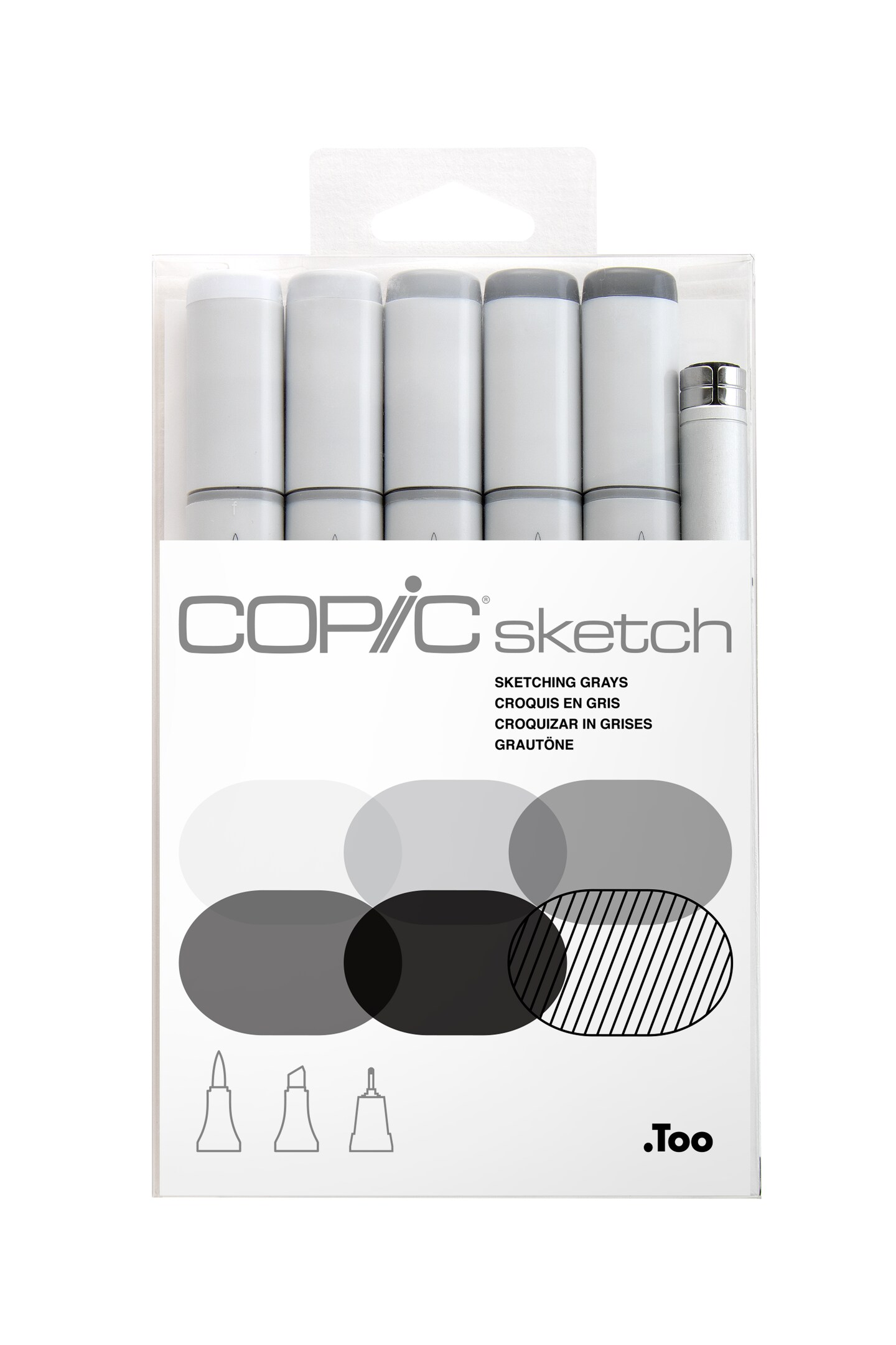 Copic Sketch Marker Set, 6-Colors, Grays
