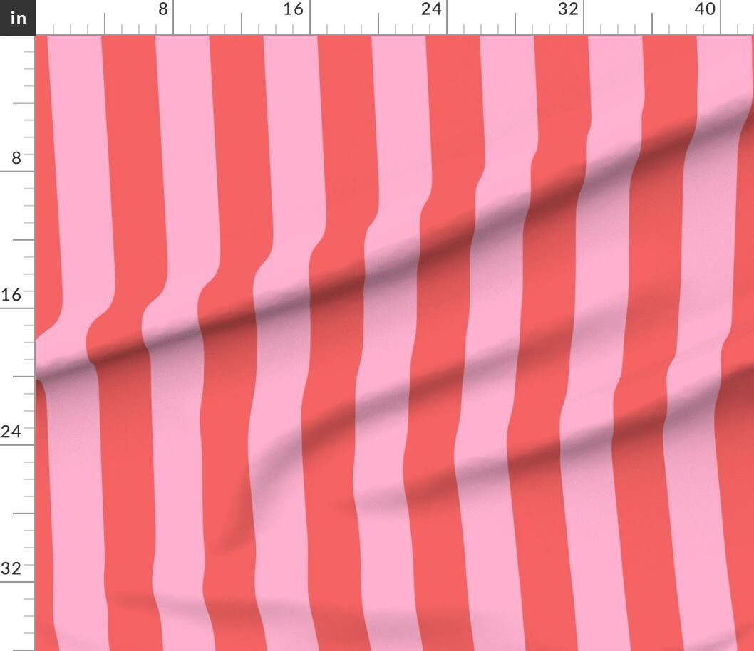 Cabana Stripe Candy Pink Large Scale Traditional Bright Vivid Custom Printed Fabric by Spoonflower Various Fabrics by the Yard or Fat Quarter