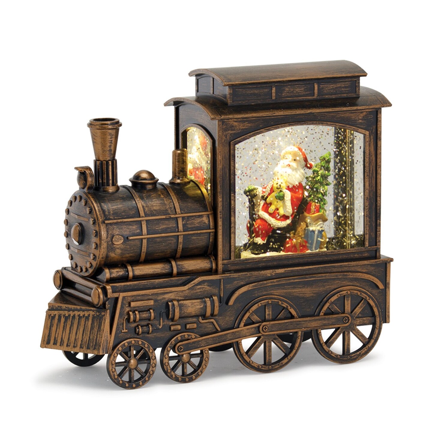 Melrose 9&#x22; Santa in Vintage Train Christmas Snow Globe