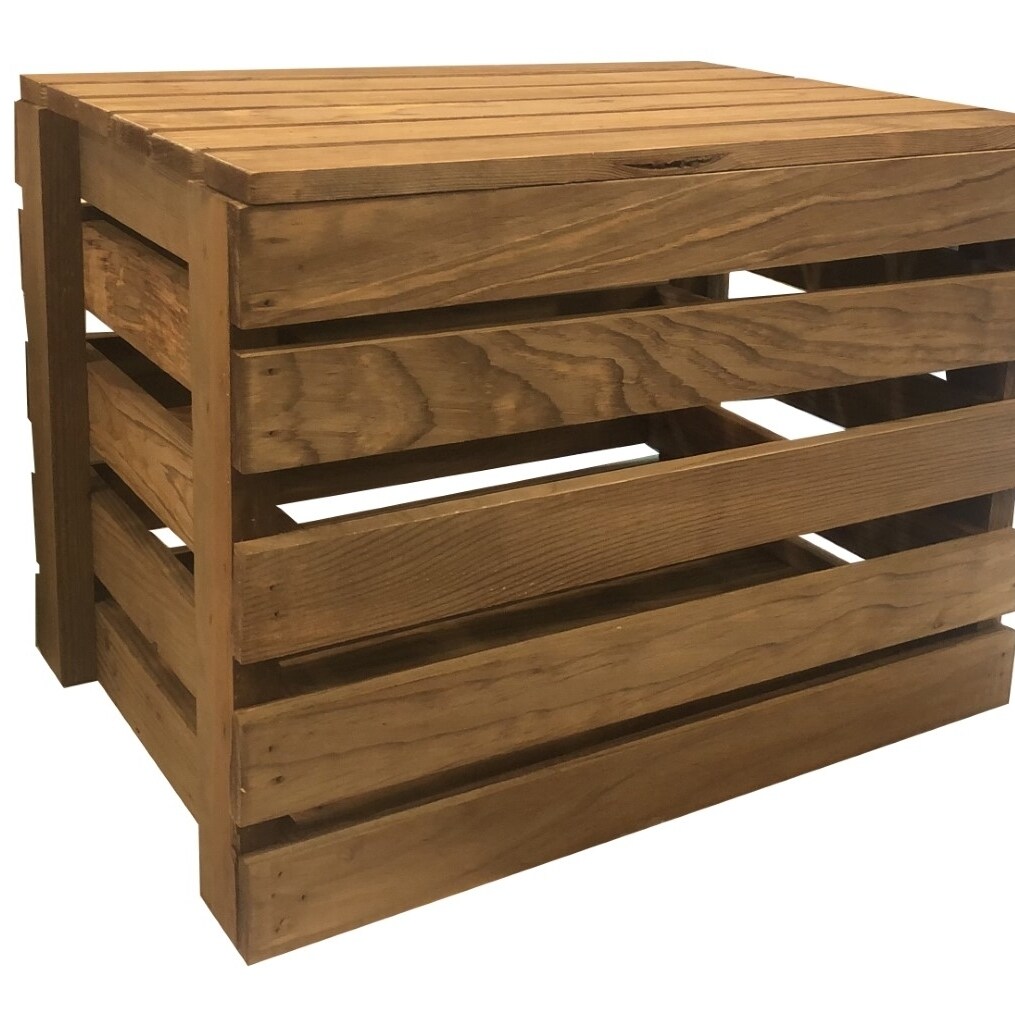 Mowoodwork Large Wood Rustic Crate with lid stained with our signature method made in the US by