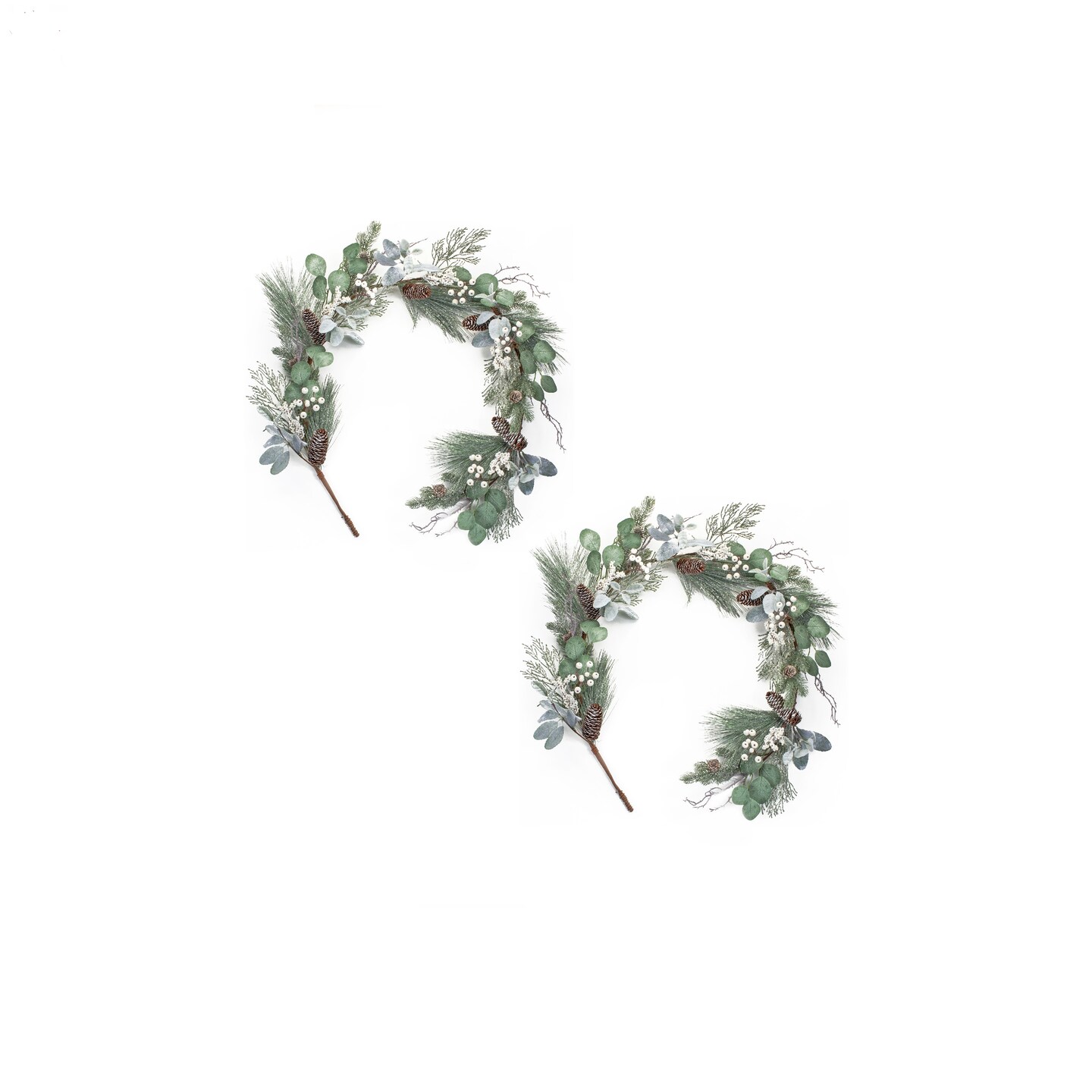 Melrose Set of 2 Pine and Eucalyptus Garland with Pinecones 5.5'