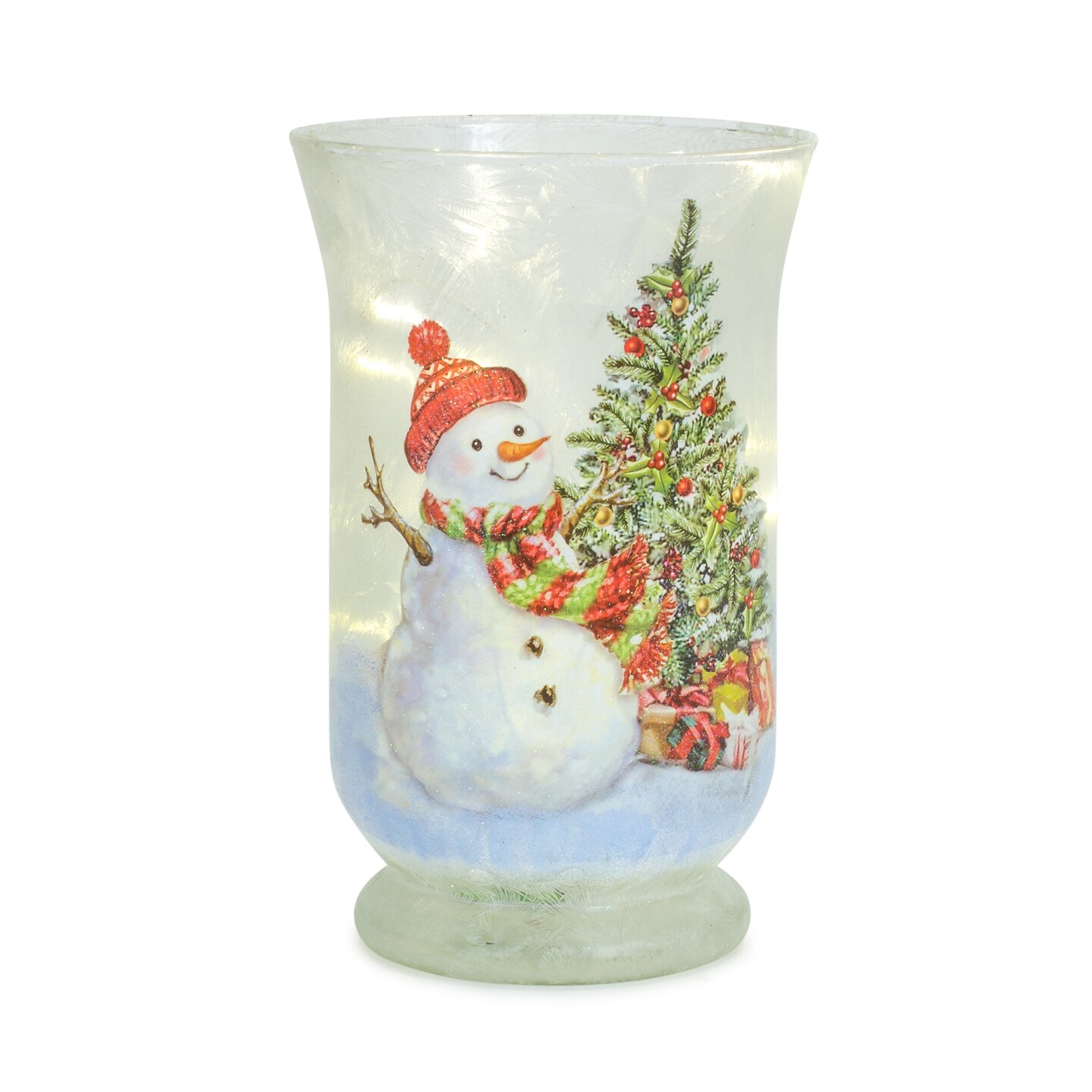 Melrose Set of 2 White Snowman and Christmas Tree Votive Candle Holders 7.75"