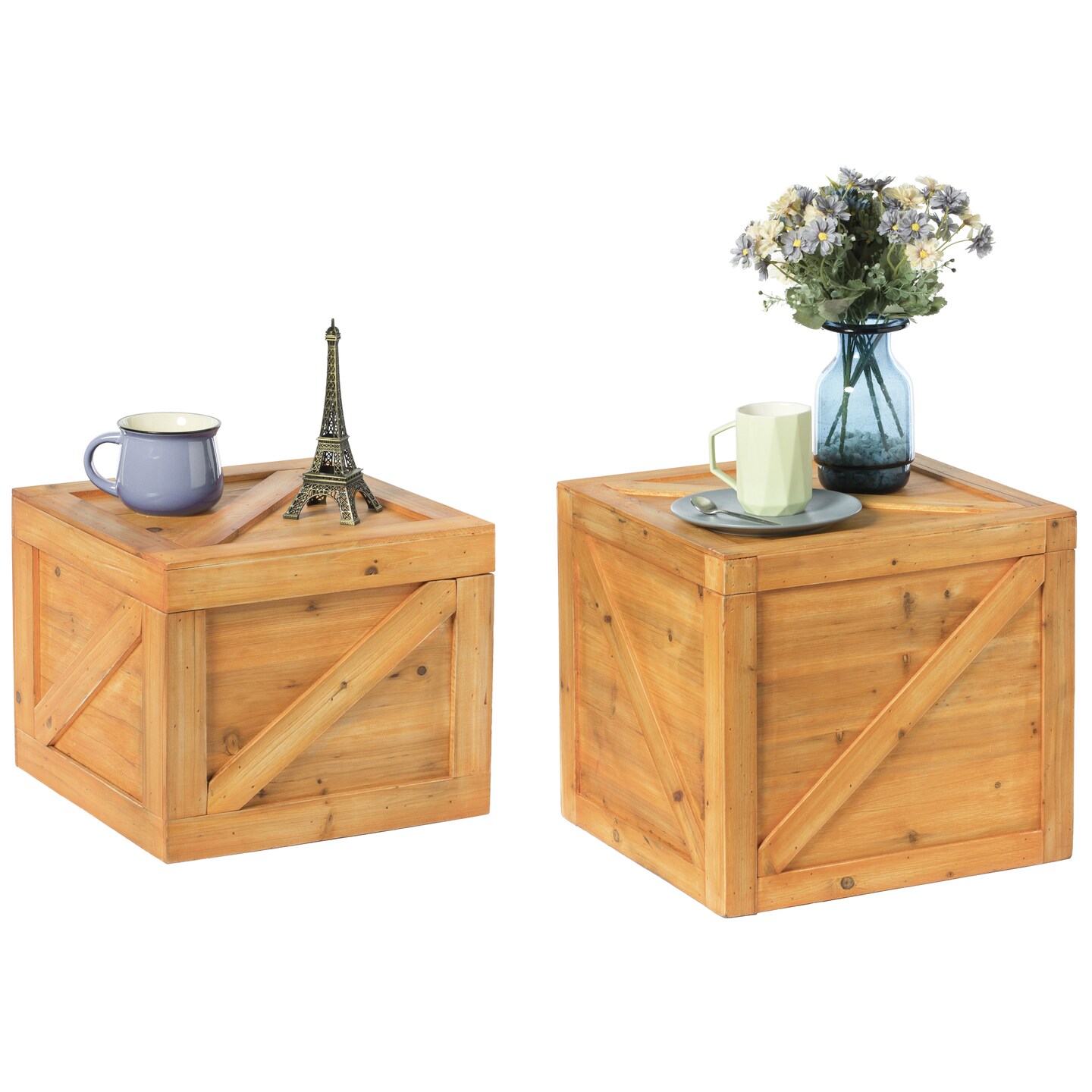 Vintiquewise Square Decorative Wooden Chest Trunk