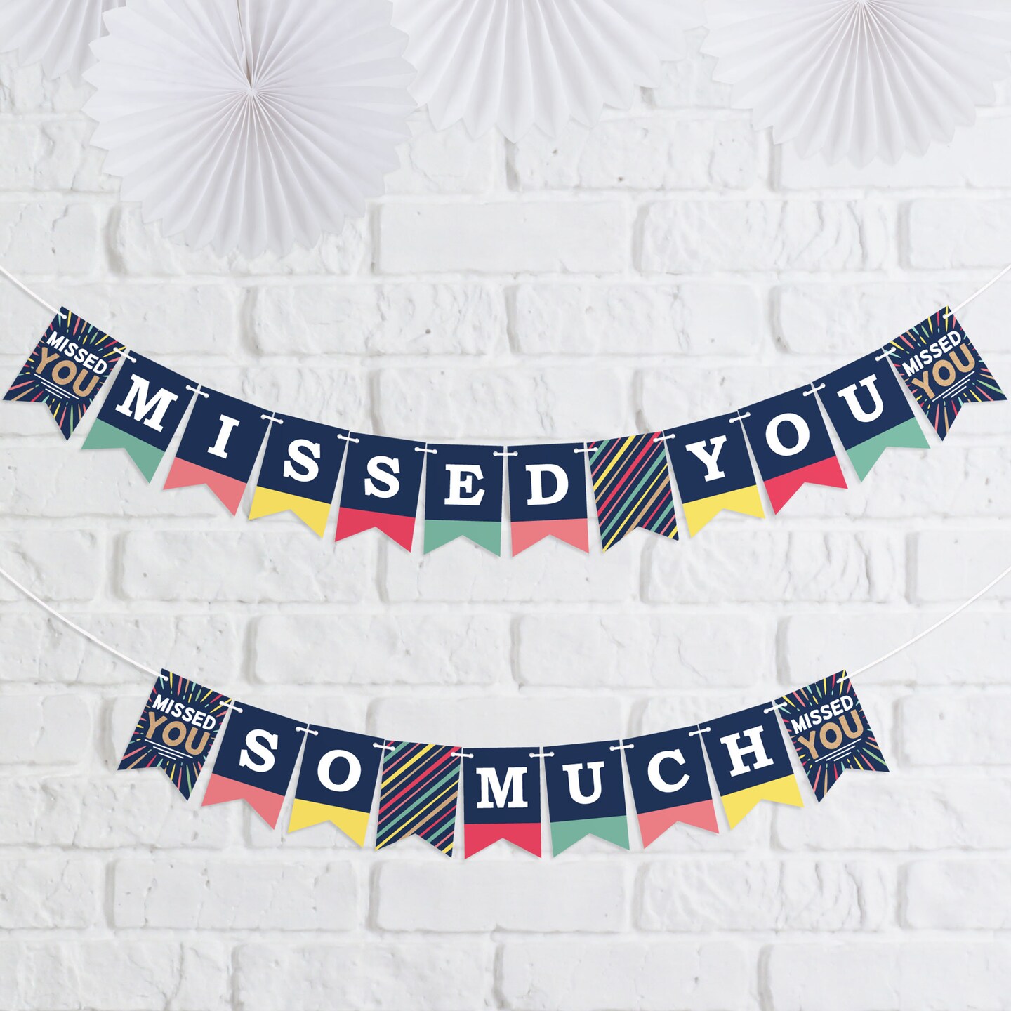 Big Dot of Happiness Miss You - Welcome Back Mini Pennant Banner - Missed You So Much