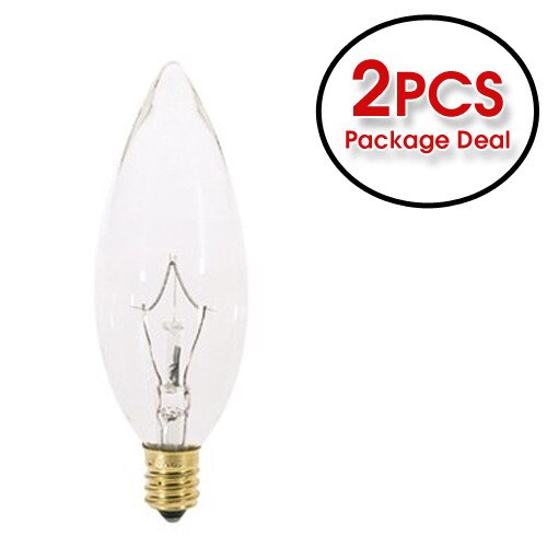 Satco S3725 40W 120V B9.5 Clear Crystal Cut E12 Candelabra Base Incand bulb (2 Bulbs)