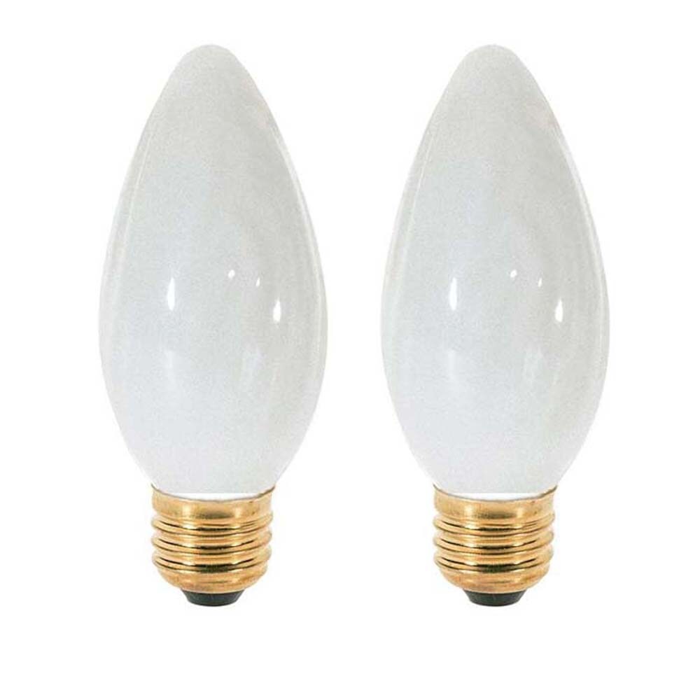 2Pk - Satco 25W 120V F10 White E12 Candelabra Base Incandescent Bulb ...