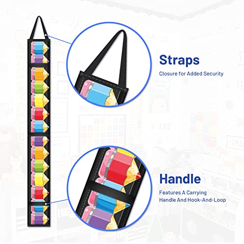 Bulletin Border Storage Pocket Chart for Classroom, Bulletin Board Border Storage, Classroom Organizer with Storage Pockets (Black)