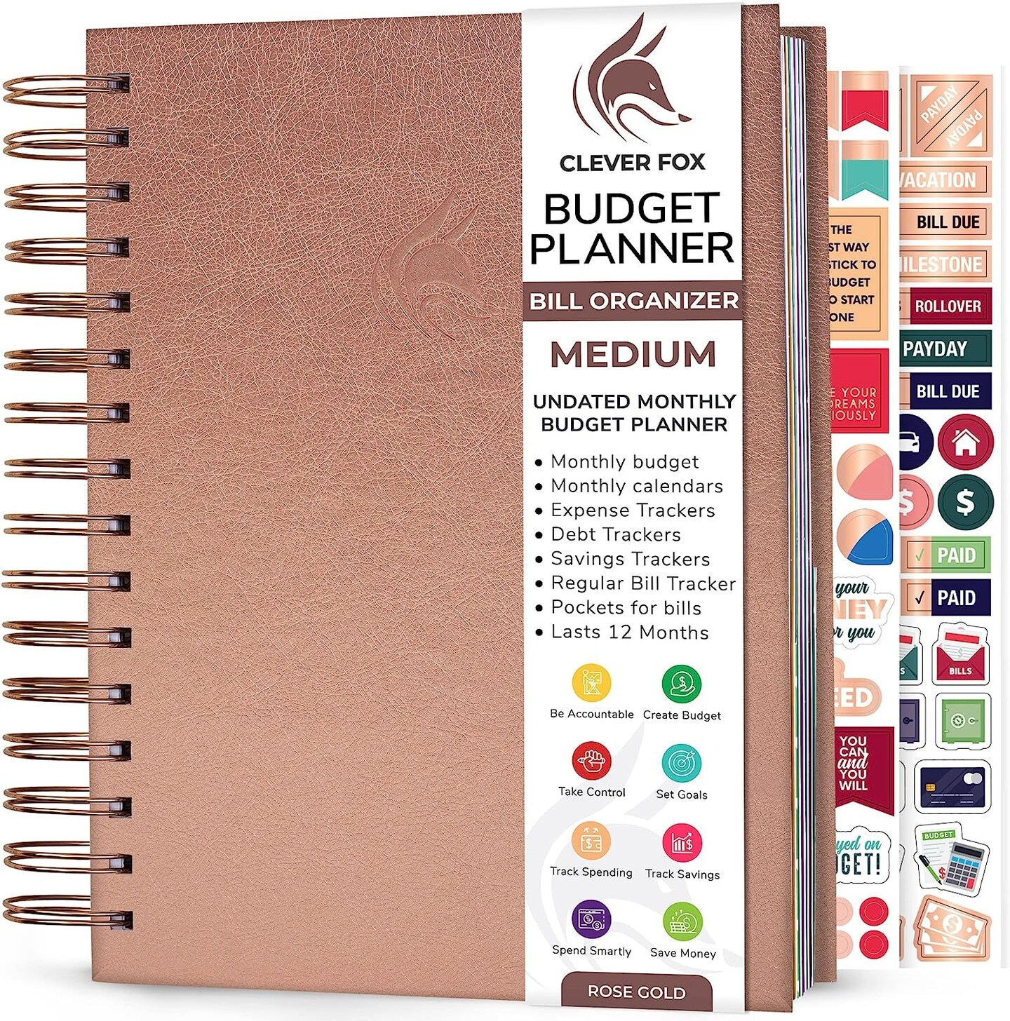 Undated Budget Planner Book Monthly Bill Organizer Expense Tracker with  Pockets