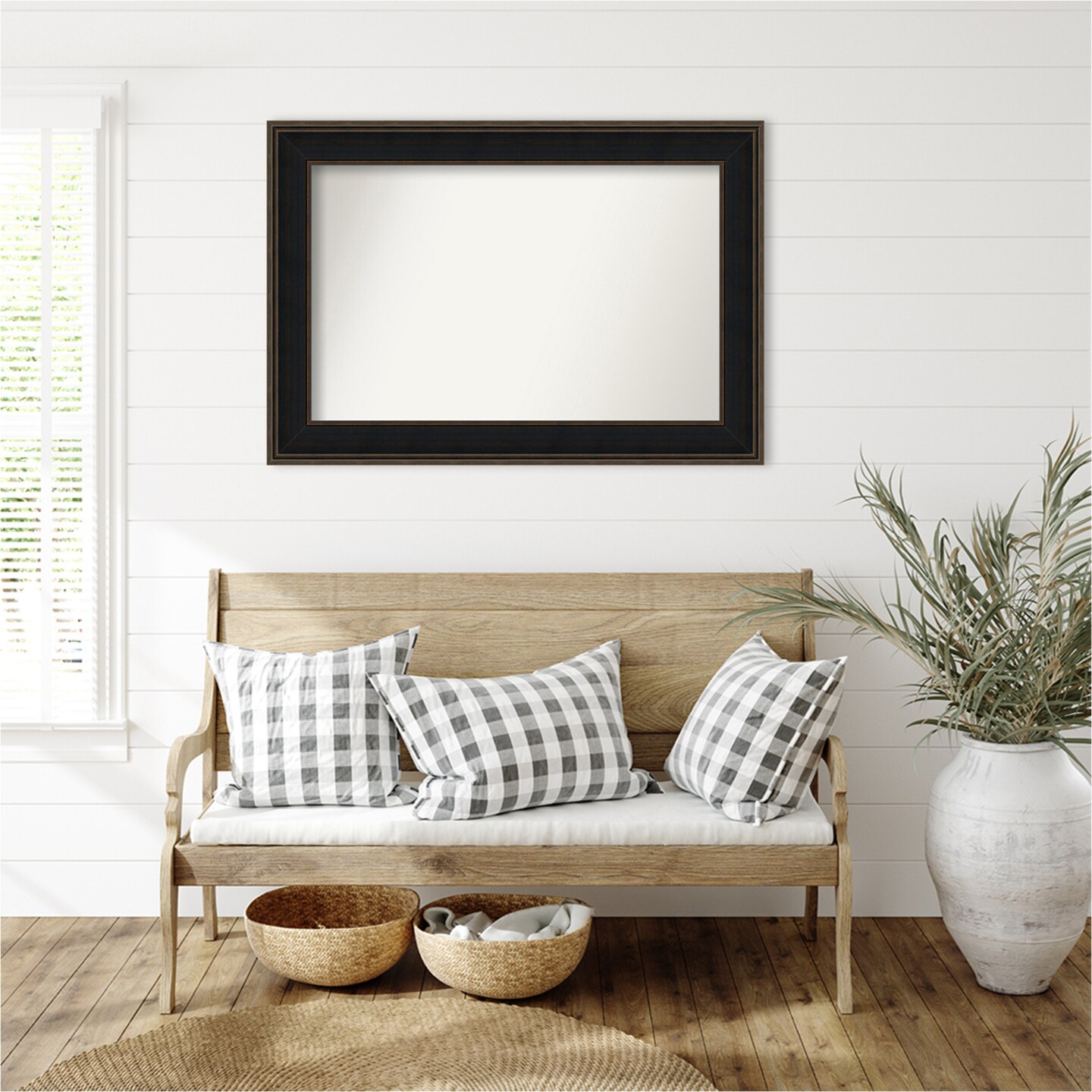 Mezzanine Espresso Non-Beveled Custom Framed Bathroom Vanity Wall Mirror