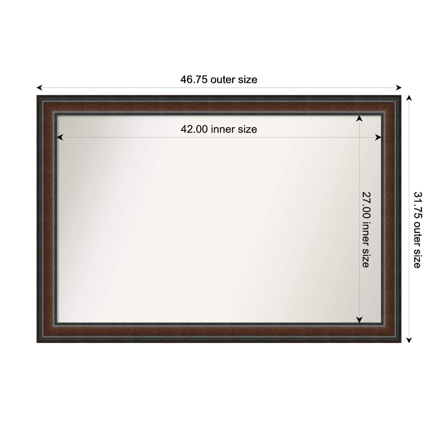 Cyprus Walnut NonBeveled Custom Framed Bathroom Vanity Wall Mirror