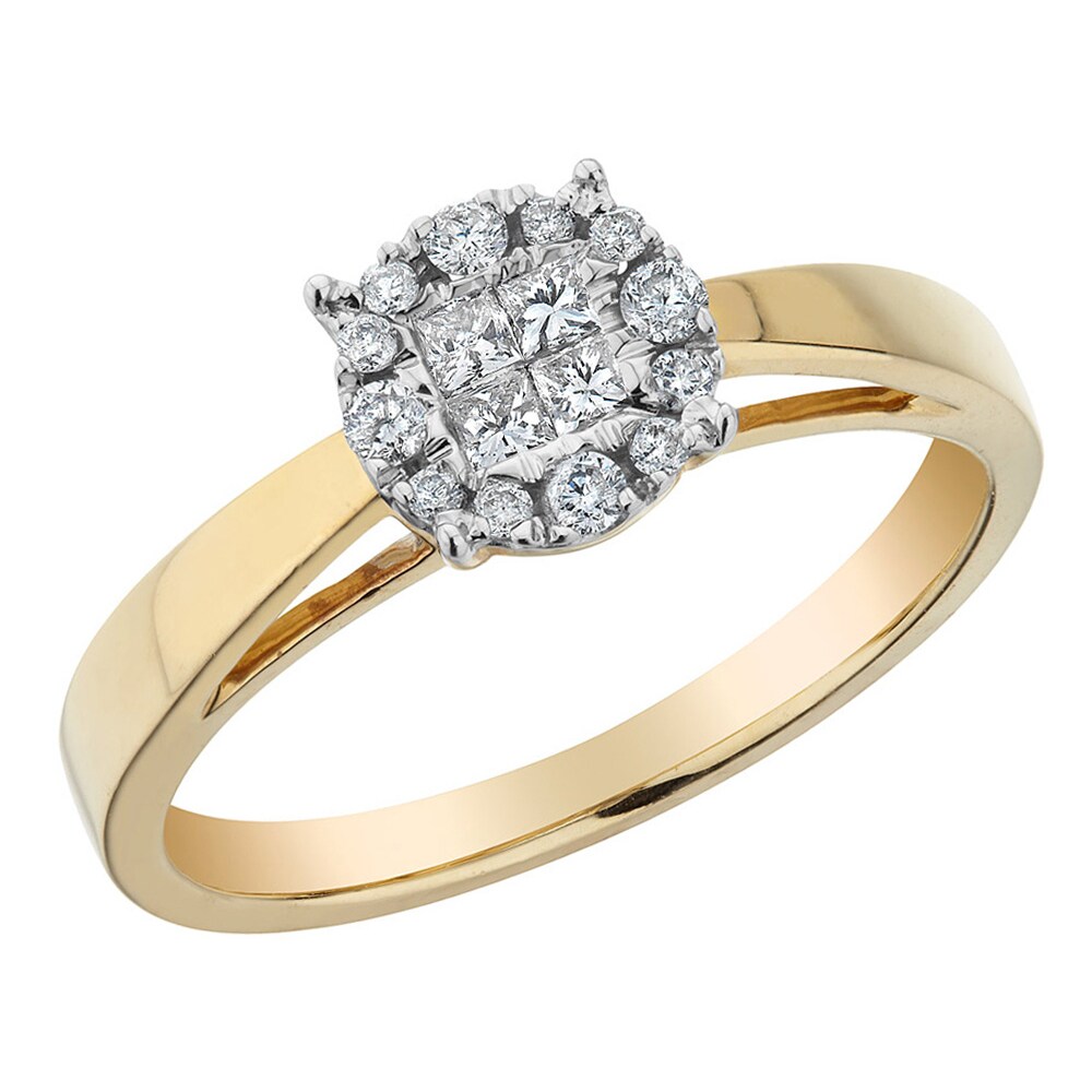 Gem And Harmony 1/4 Carat (ctw G-H I1-I2) Diamond Cluster Ring in 14K Yellow Gold