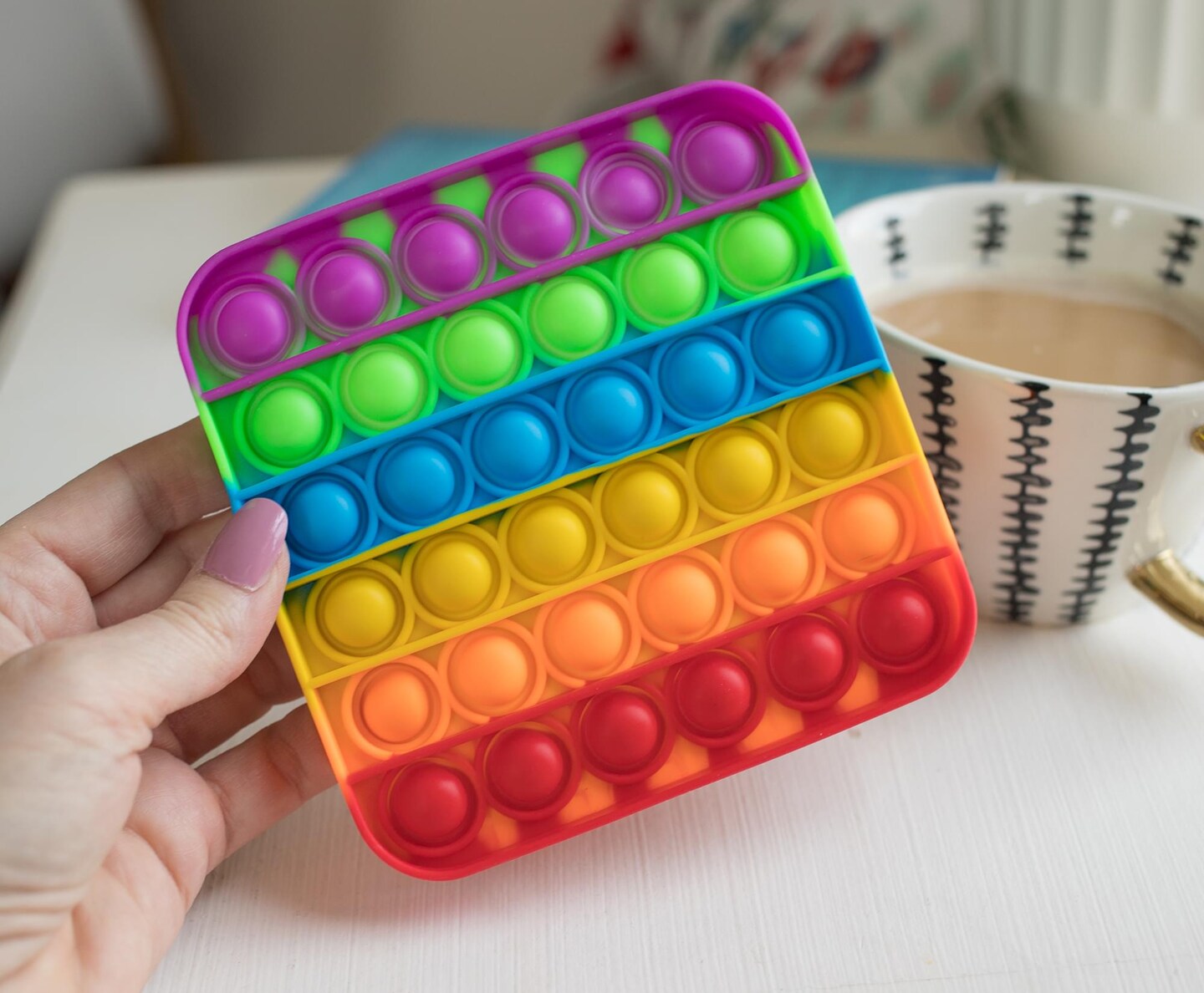 Pop Fidget Toy Silicone Bubble Popping Game | Rainbow Square