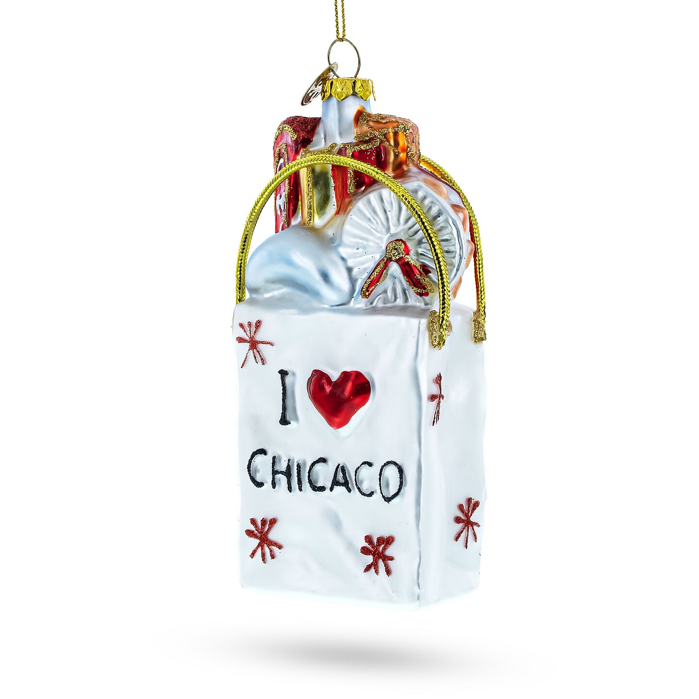 I Love Chicago Blown Glass Christmas Ornament