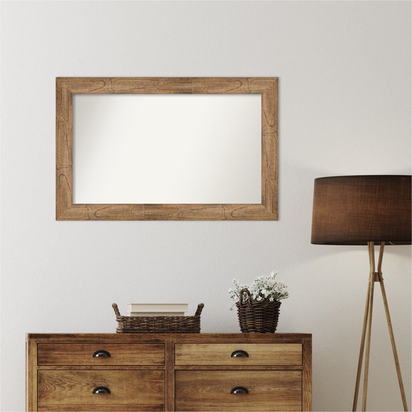 Owl Brown Non-Beveled Custom Framed Bathroom Vanity Wall Mirror