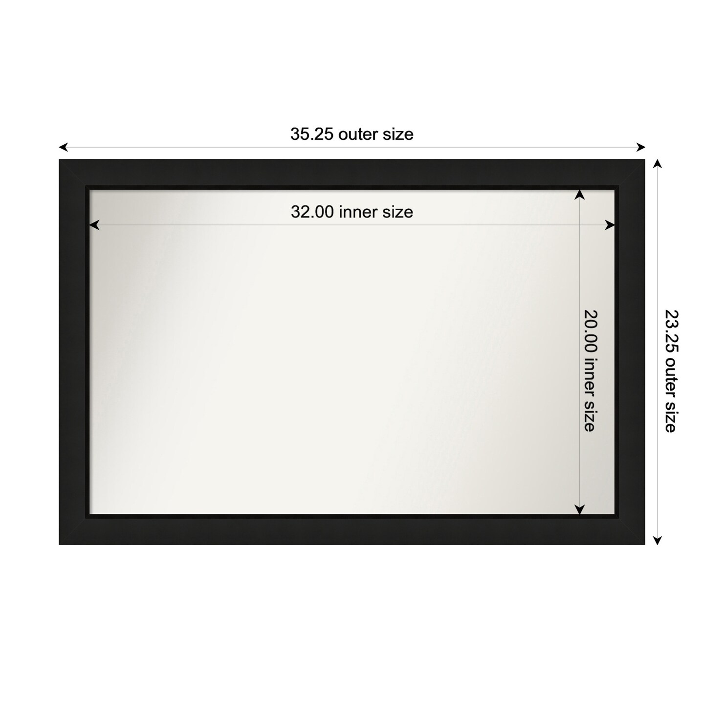 Midnight Black Narrow Non-Beveled Custom Framed Bathroom Vanity Wall Mirror