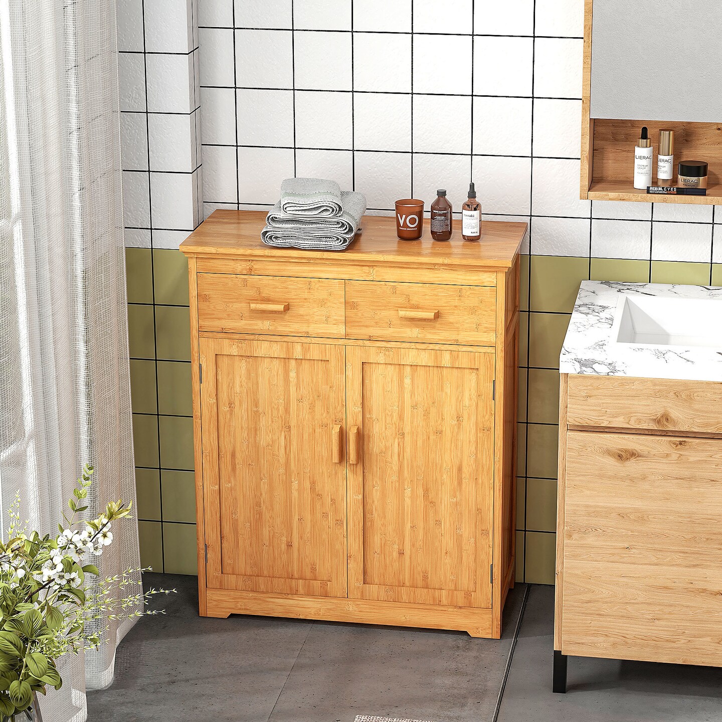 Bamboo Storage Cabinet - 57.2 | Organize Bathroom Essentials