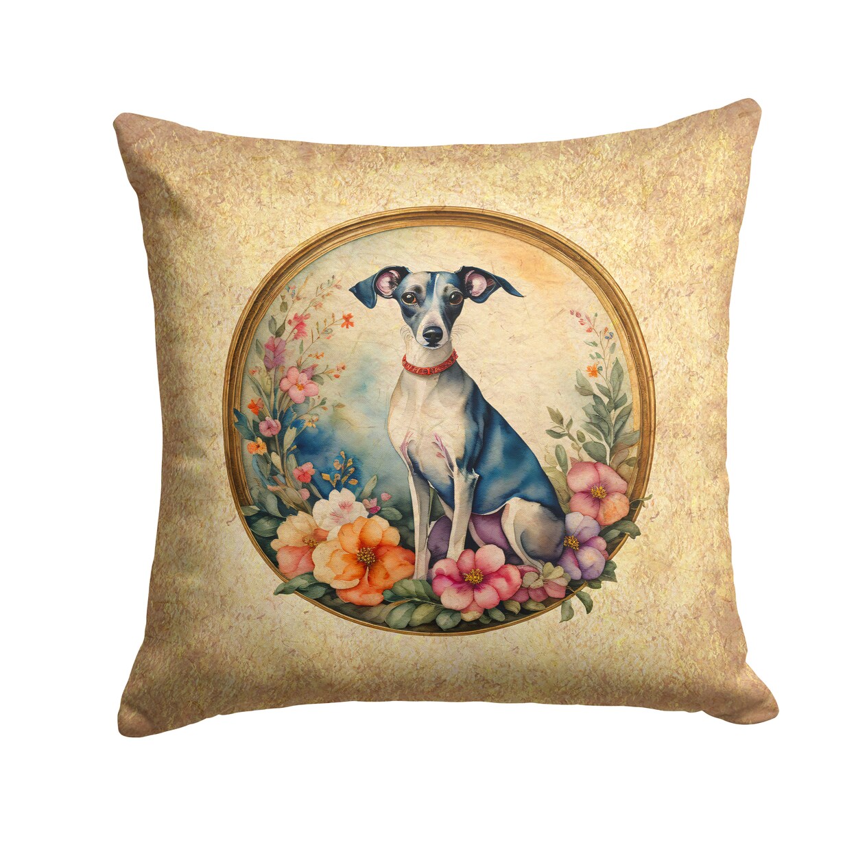 Caroline&#x27;s Treasures Italian Greyhound and Flowers Fabric Decorative Pillow DAC2157