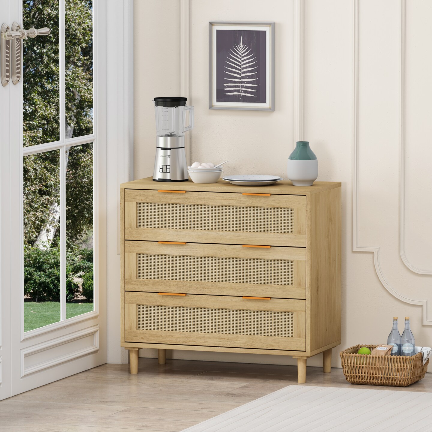Stylish Rattan Storage Cabinet - 55.8 | Charm and Style