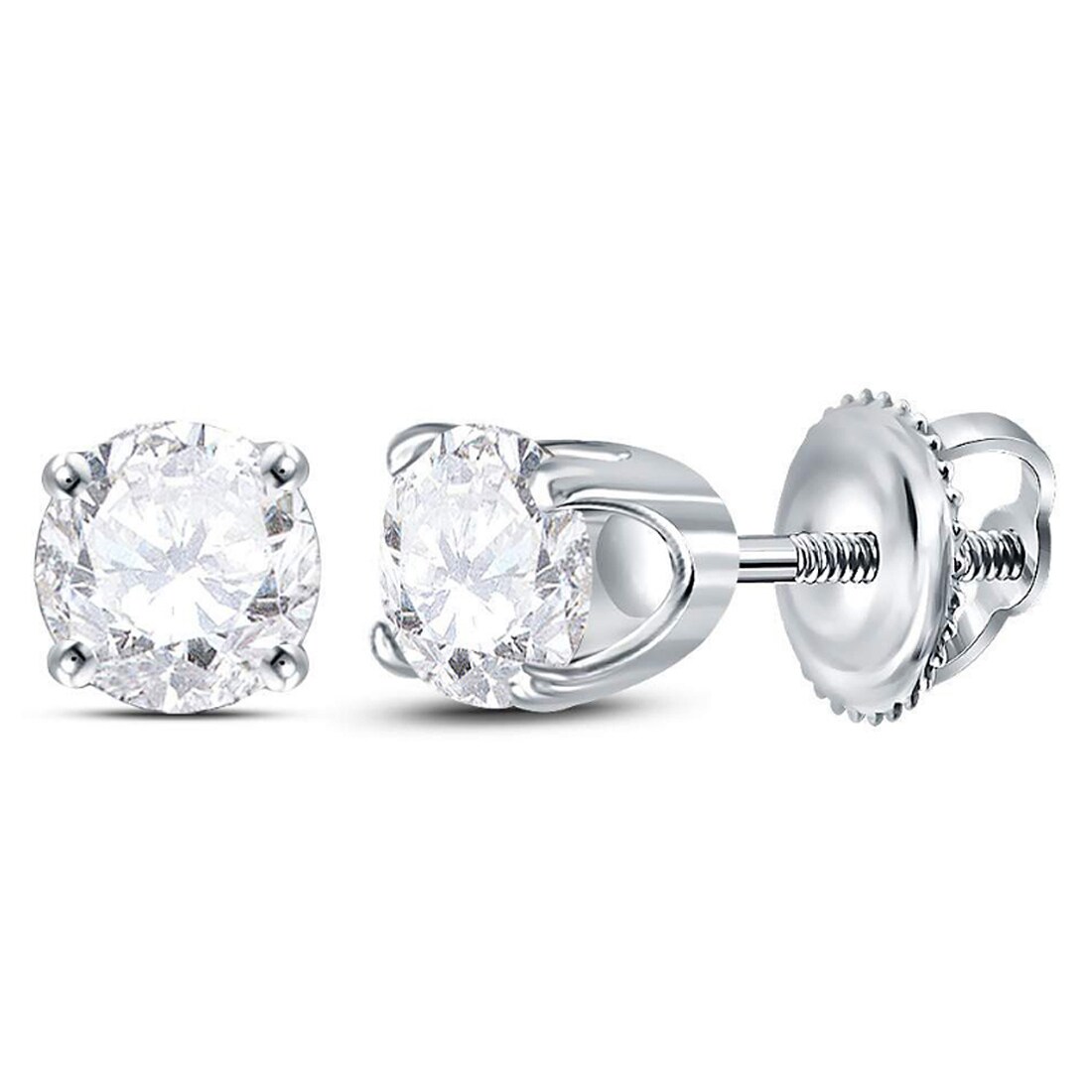 Gem And Harmony 5/8 Carat (ctw I2) Solitaire Stud Diamond Earrings in 14K White Gold