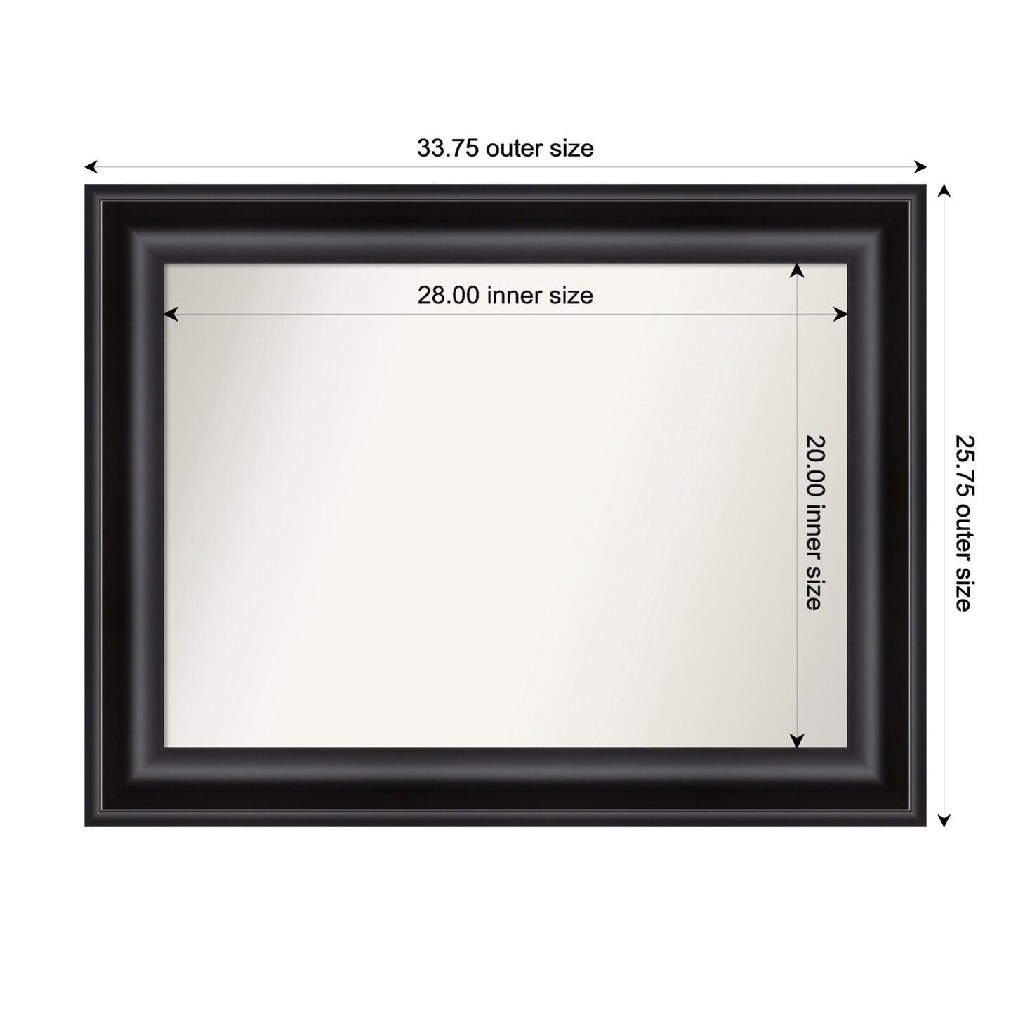 Grand Black Non-Beveled Custom Framed Bathroom Vanity Wall Mirror