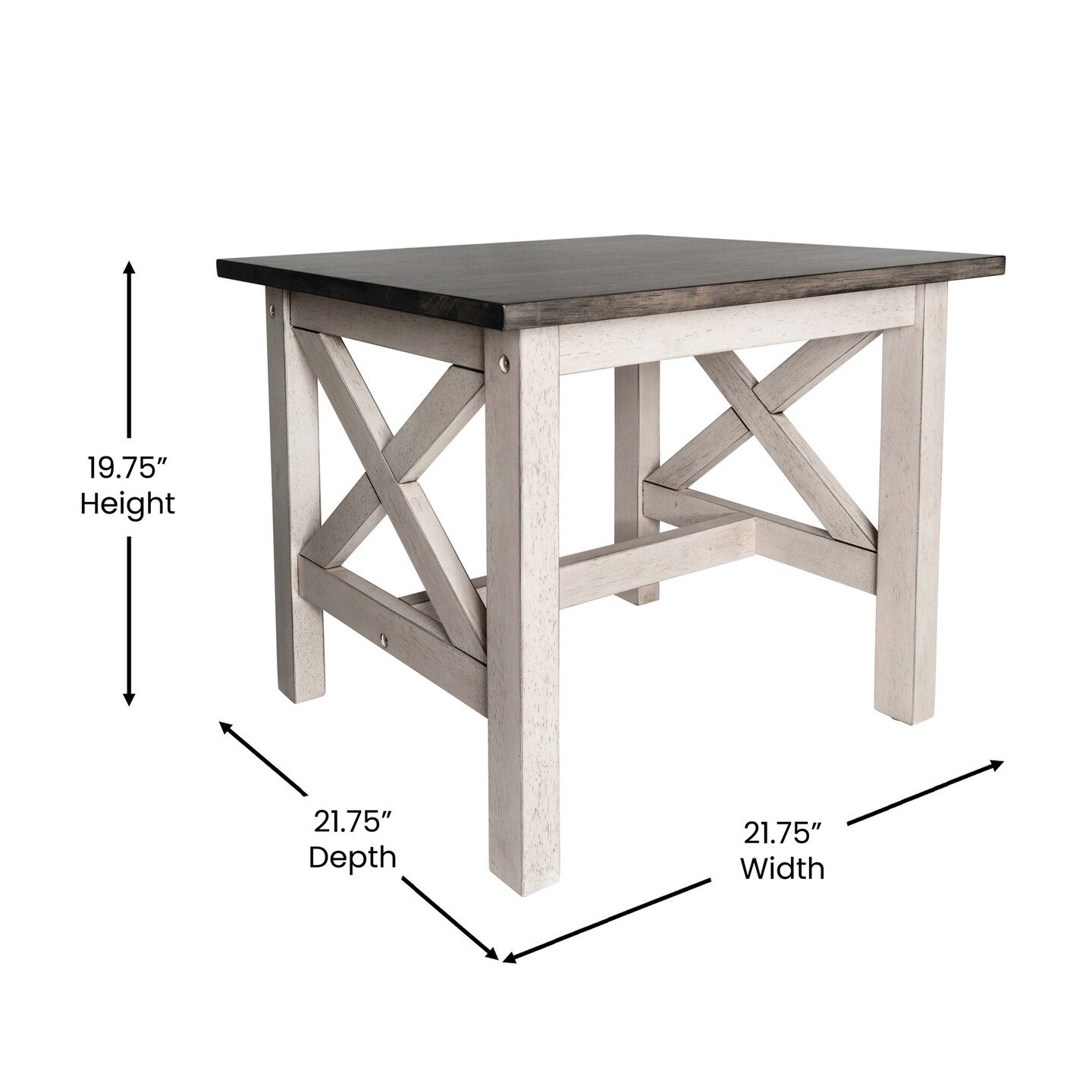Merrick Lane Matty Rustic End Table, Farmhouse Style Solid Wood Accent Table