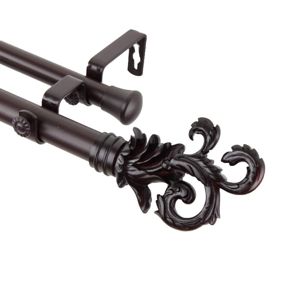Rod Desyne Home Decorative Plume Double Curtain Rod 28-48 inch - Mahogany