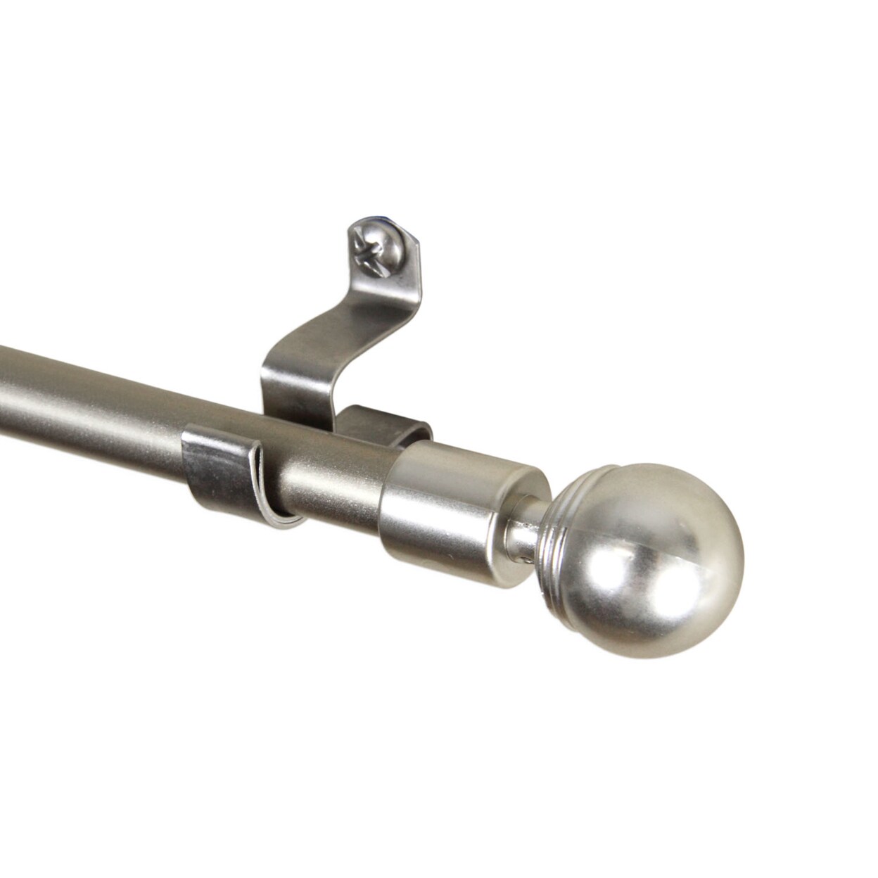 Rod Desyne Ball 7 by 16" Cafe Curtain Rod Extends - Satin Nickel