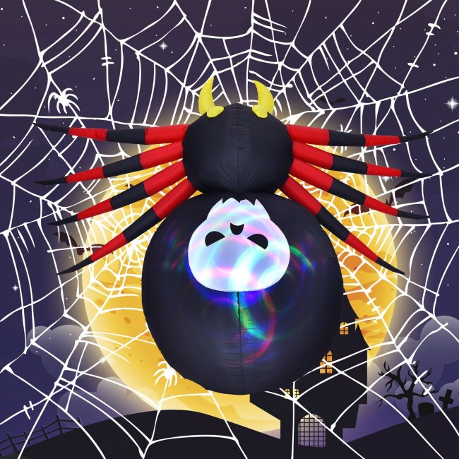Happy Halloween Inflatable Pumpkin With LED Lights Spooky Ghost Yard Decoration