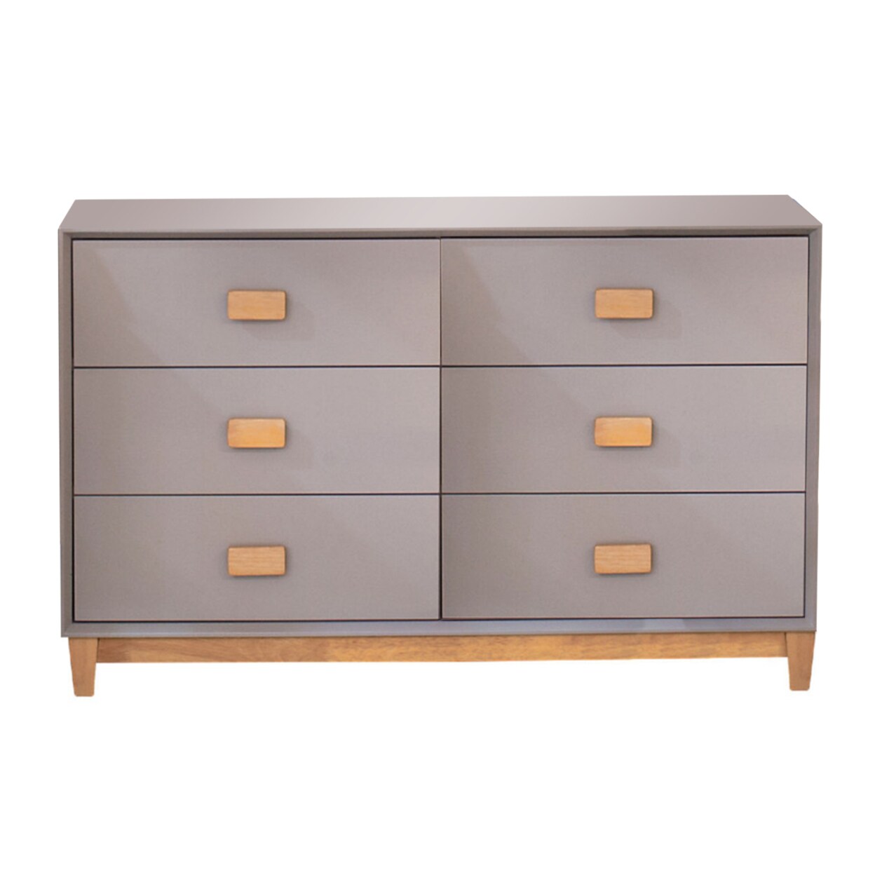 Saltoro Sherpi Dresser with Wooden Plinth and 6 Drawers, Gray-