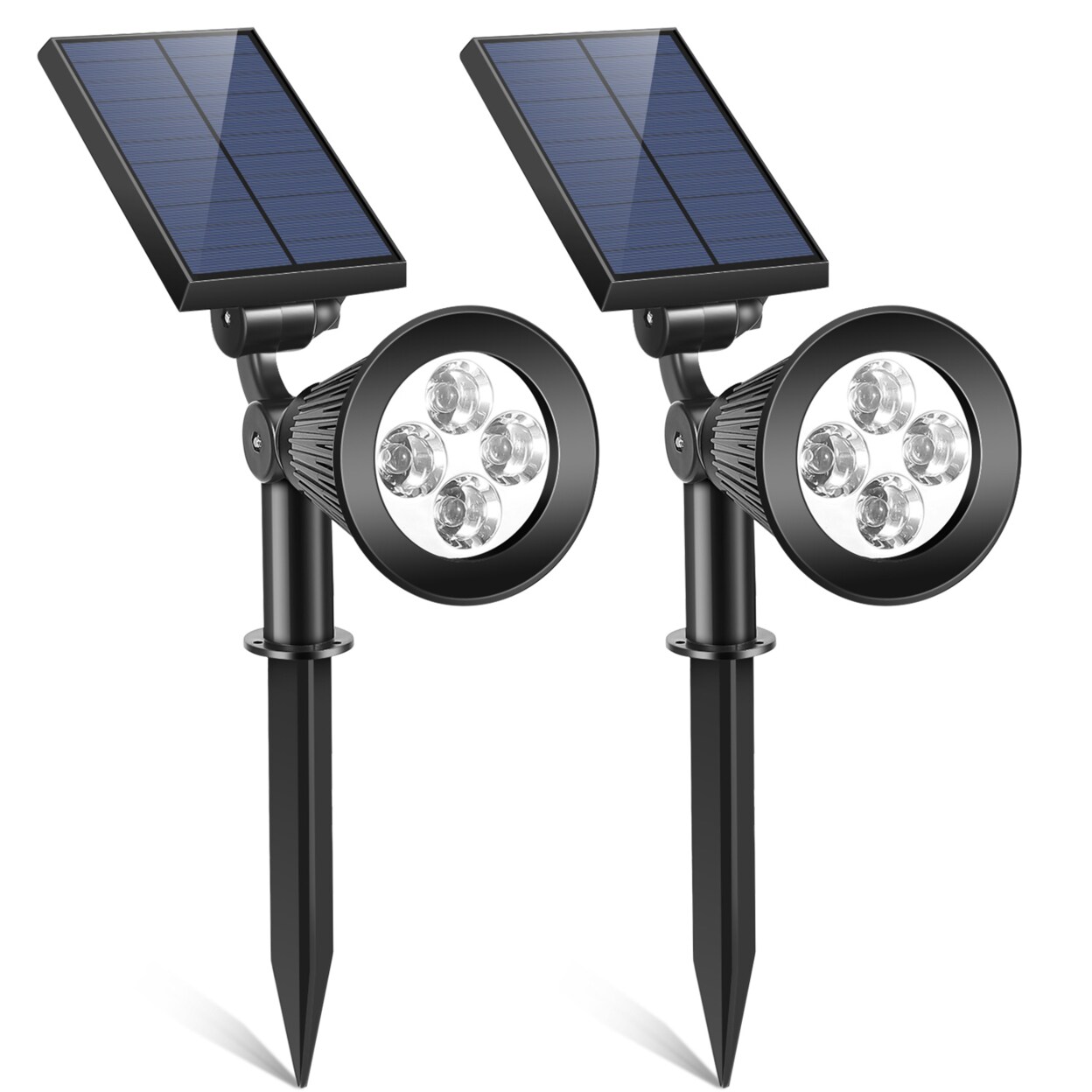 2Pcs Solar Spotlight Outdoor Waterproof Dusk To Dawn Adjustable Garden Lamp