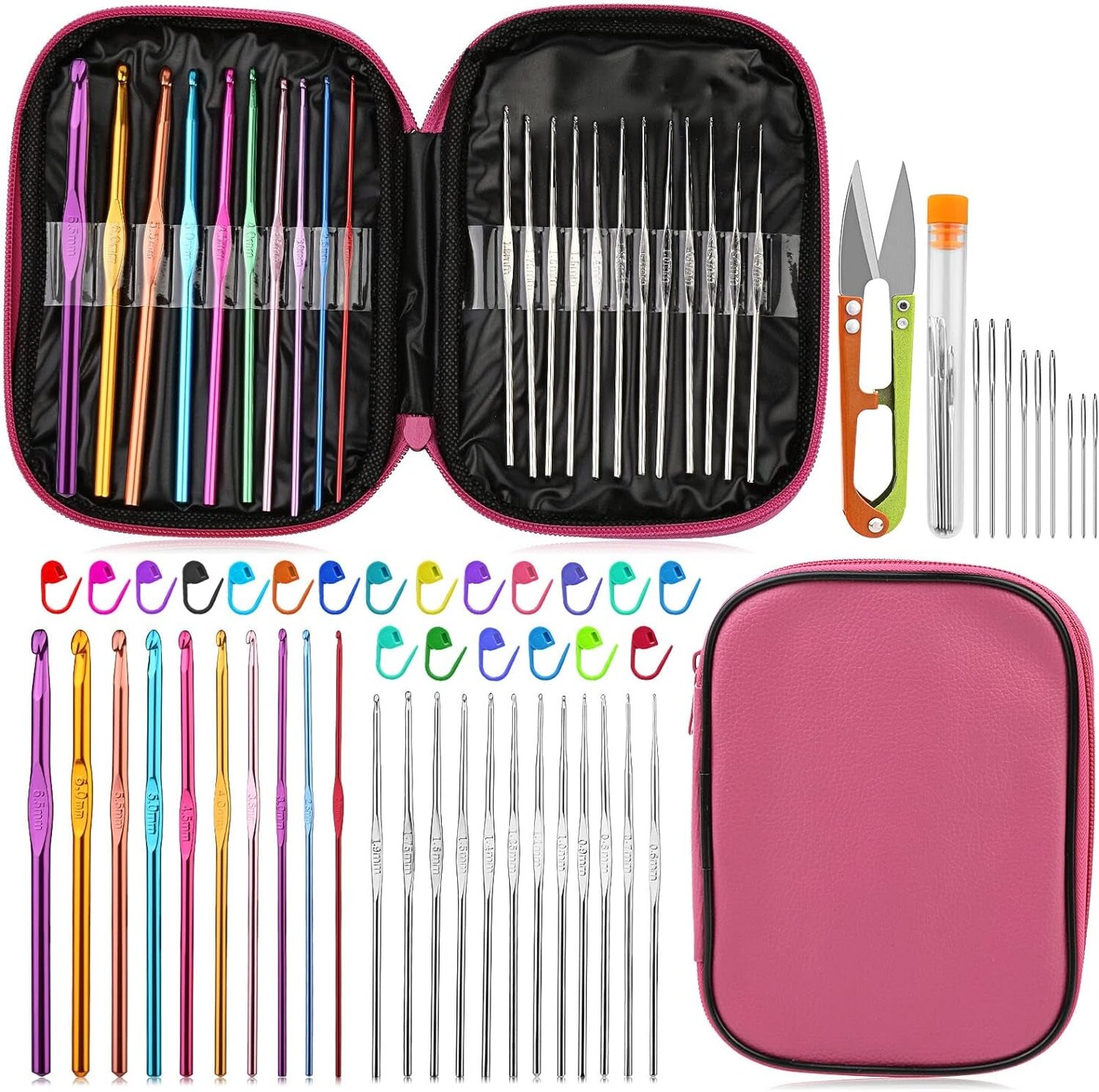 54 Pcs Crochet Needles Set Crochet Hooks Kit with Storage Case