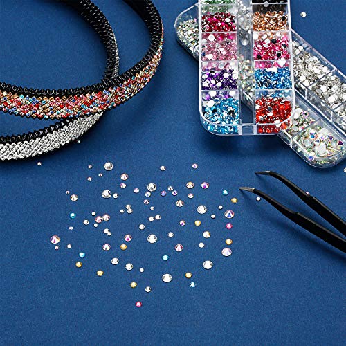 4488 Pieces Nail Art Rhinestones Crystal Flatback Rhinestones with Rhinestone Picker Pick Up Tweezers for Nails Art Clothes Shoes Bags Decoration (Colorful, AB Color and Clear)