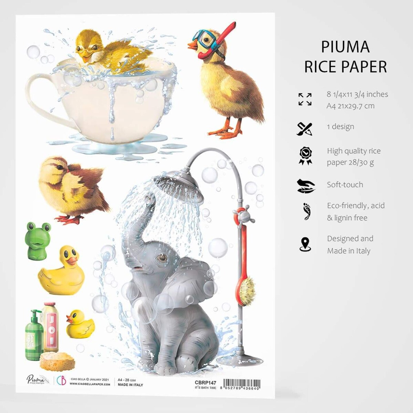 Ciao Bella  Rice Paper A4 It&#x27;s Bath Time