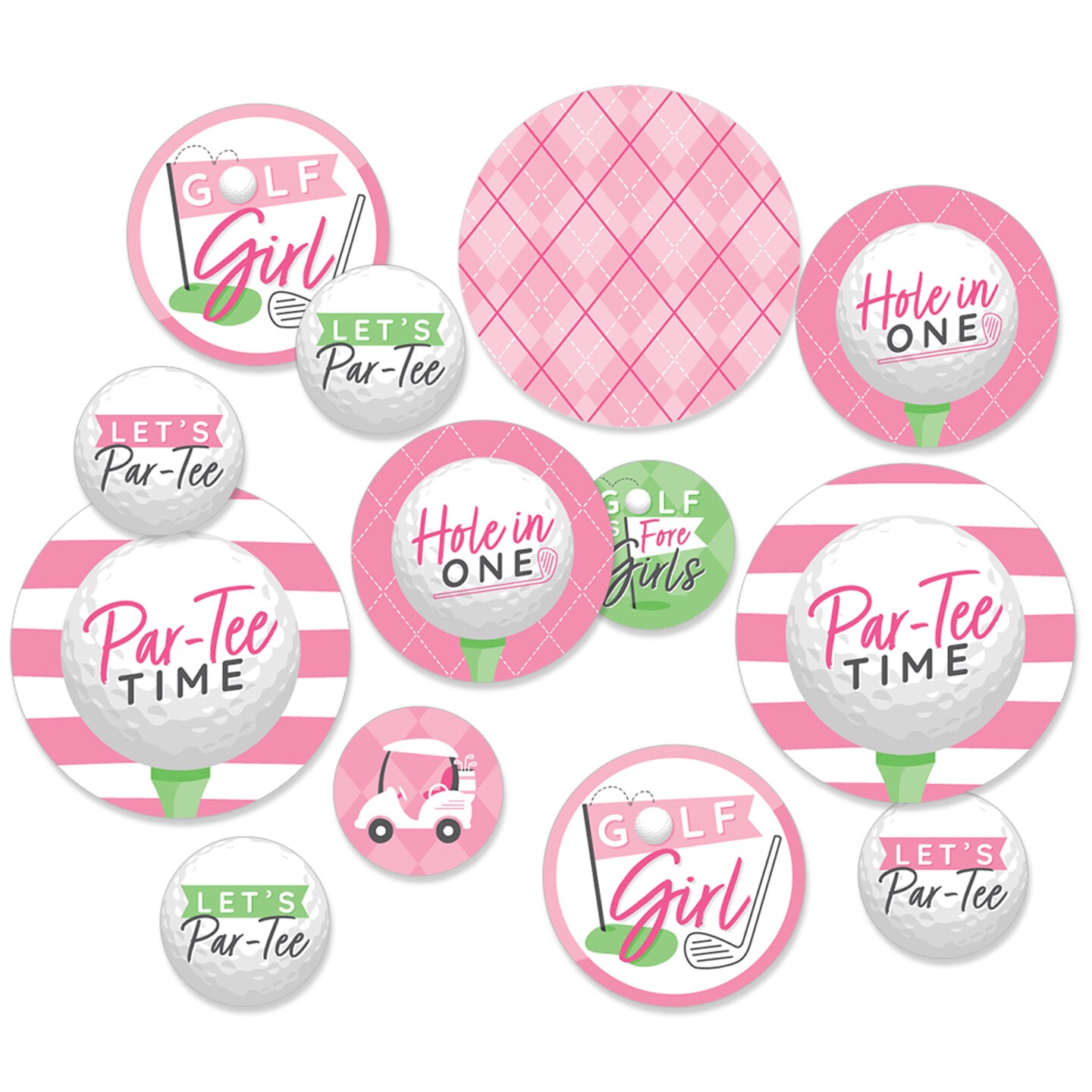 Big Dot of Happiness Golf Girl - Pink Birthday Party or Baby Shower Giant Circle Confetti - Party Decorations - Large Confetti 27 Count