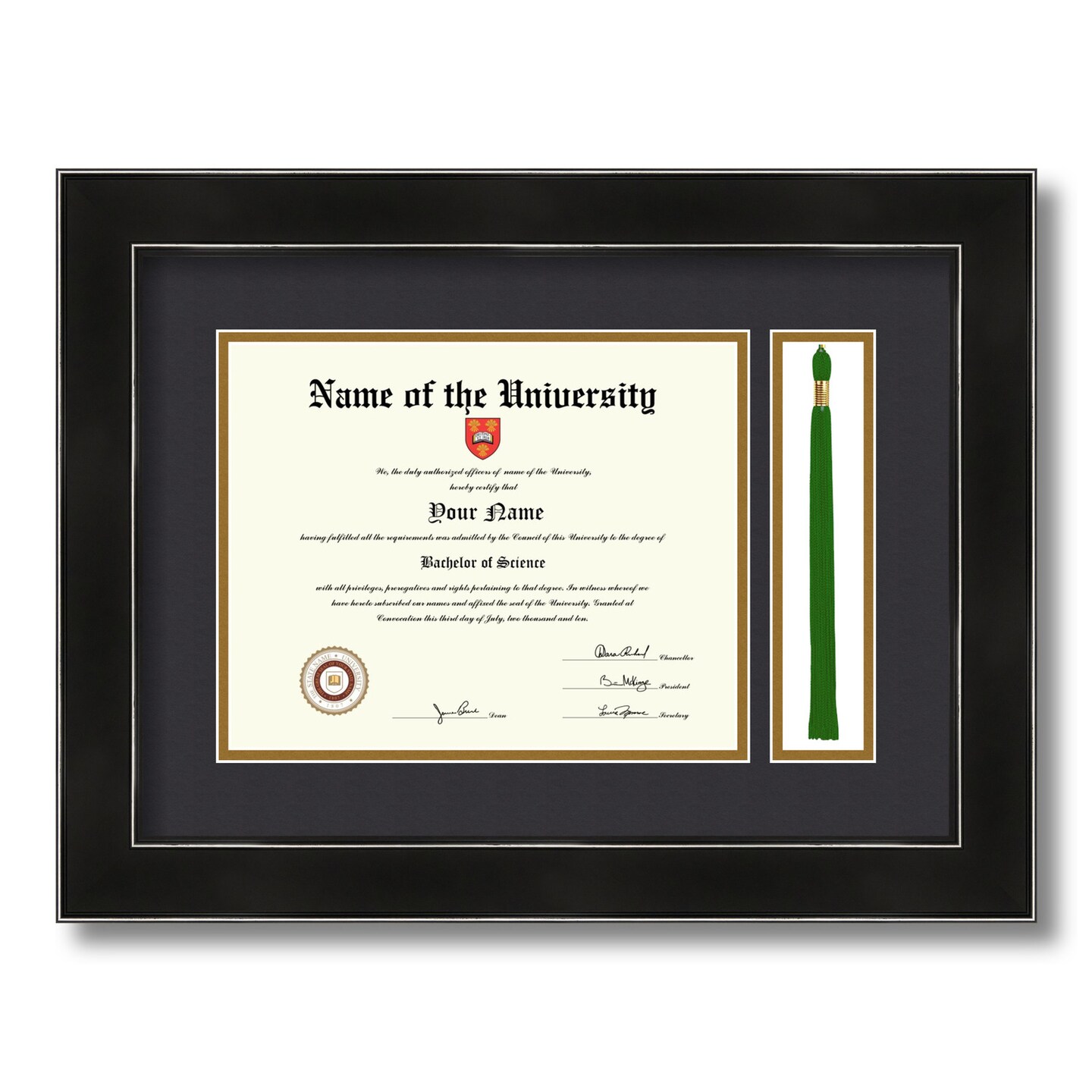 ArtToFrames 8x10 inch Diploma Frame with Tassel Opening - Framed with Black and Gold Mats, Comes with Regular Glass and Sawtooth Hanger for Wall Hanging (DT-8x10)