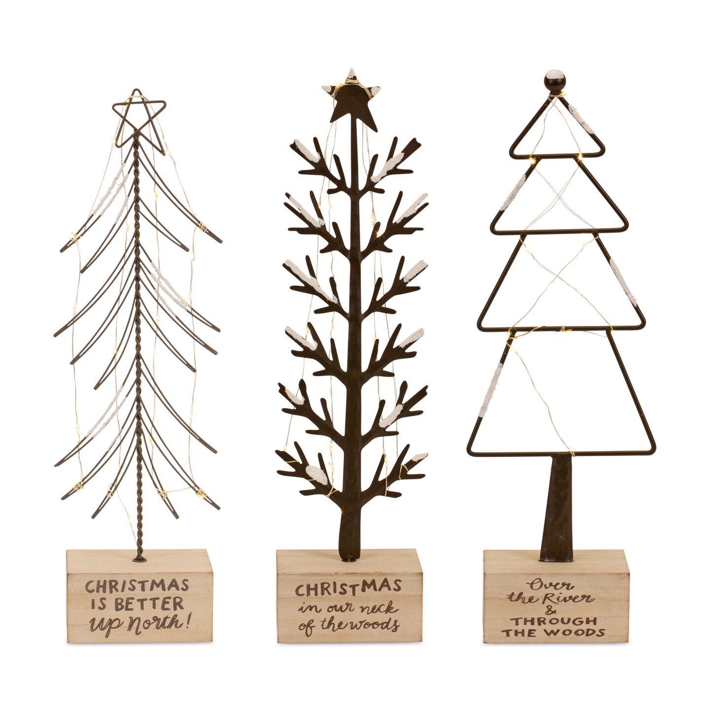 Melrose LED Lighted Christmas Tree Decorations - 18.75&#x22; - Set of 3