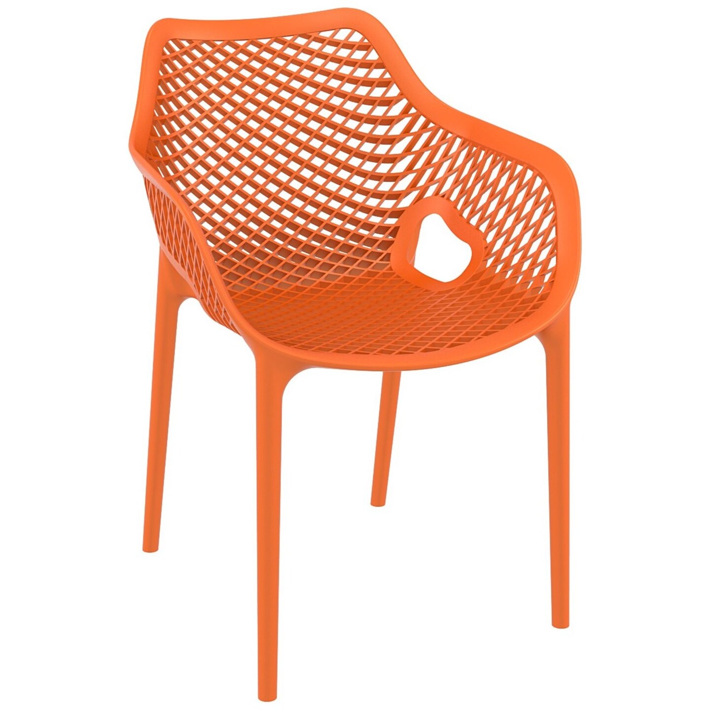 Luxury Commercial Living 32.25" Orange Outdoor Patio Dining Arm Chair - Extra Large