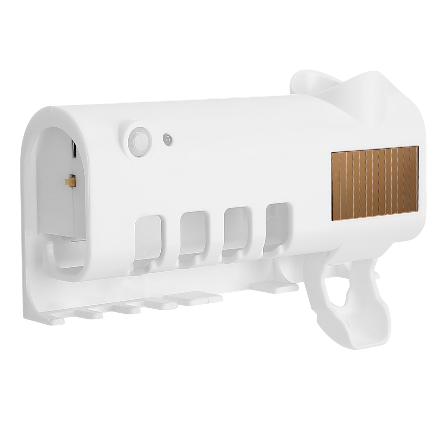 Global Phoenix Wall Mounted Toothbrush Sanitizer Holder IR Induction UV Sanitization Rack with 4 Slots