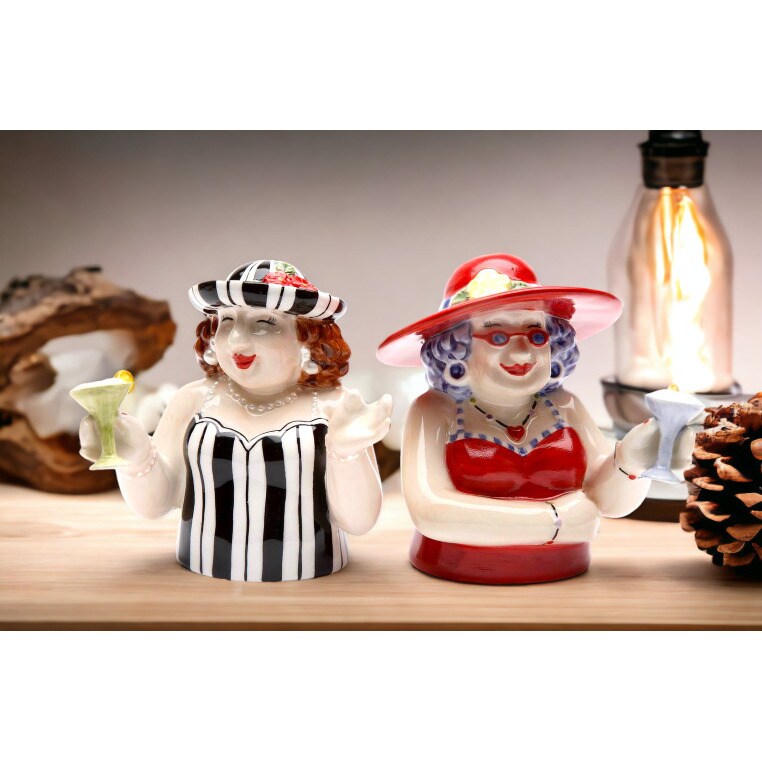 kevinsgiftshoppe Ceramic Sophisticated Ladies at Happy Hour Salt and Pepper Shakers Home Decor   Kitchen Decor