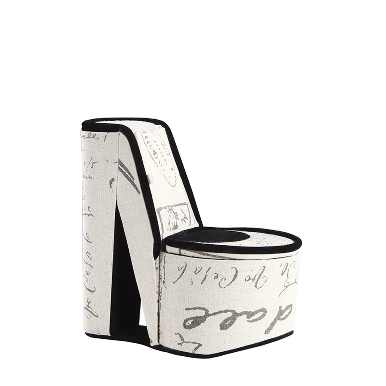 Saltoro Sherpi High Heel Script Shoe Jewelry Box with 2 Hooks, Beige and Black-