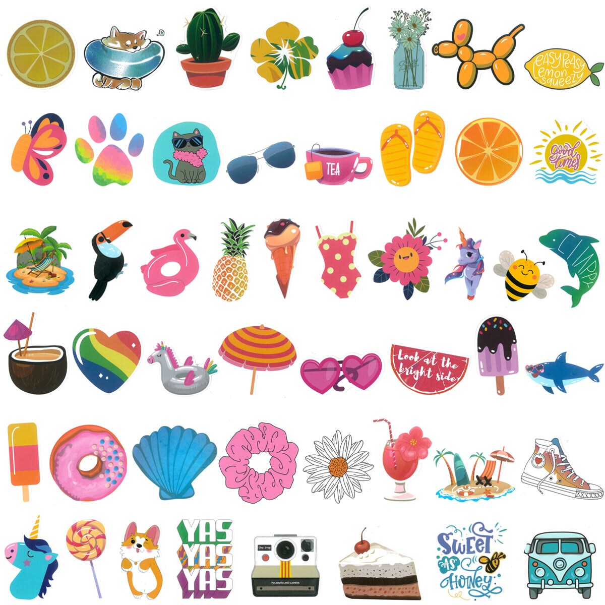 Wrapables Waterproof Vinyl Stickers for Water Bottles, Laptop, Phones, Skateboards, Decals for Teens, 100pcs
