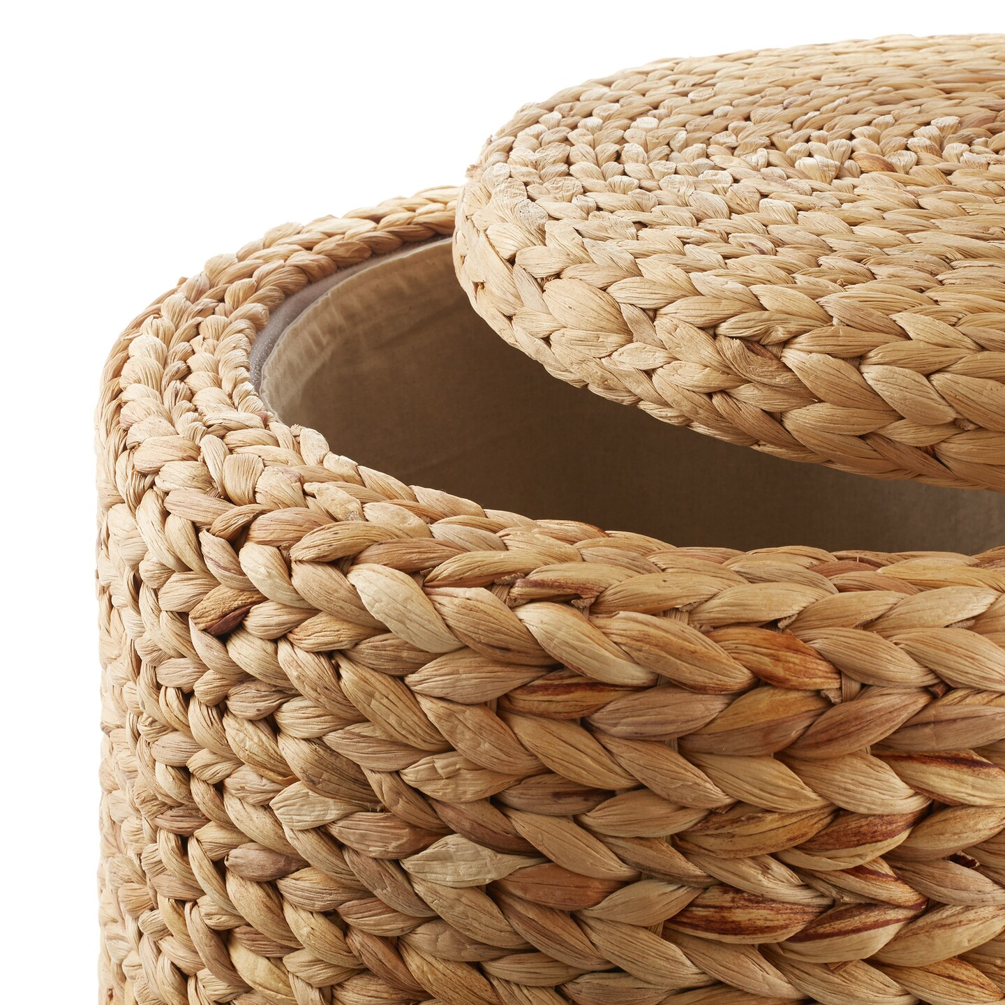 Casafield 17&#x22; Round Storage Ottoman with Lid, Handwoven Water Hyacinth Footstool for Living Room, Bedroom, Bathroom, Home Office