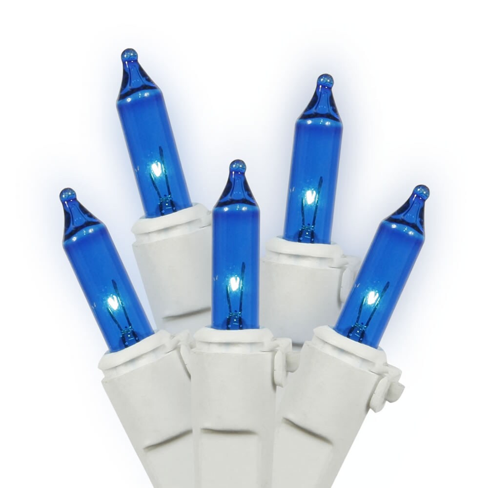 100 Blue Lights White Wire 46Ft. Christmas Set