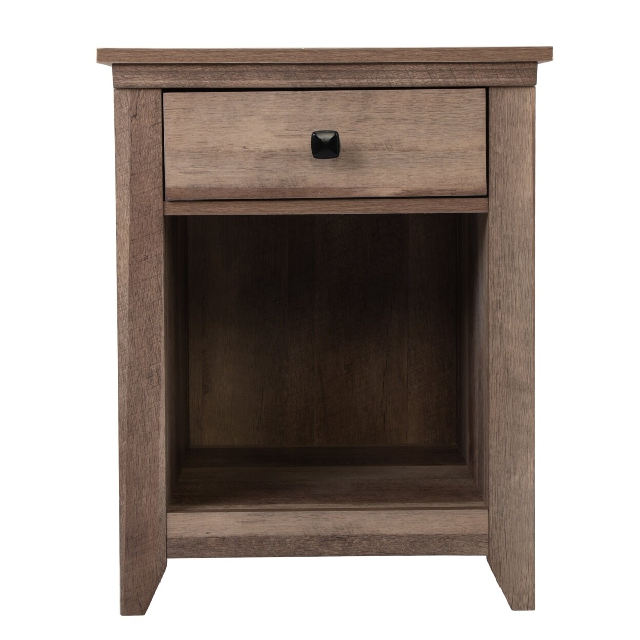 SKUSHOPS Farmhouse Nightstand, Bedside Table with Drawer and Shelf, Wood Storage Cabinet for Home Bedroom, Light Brown