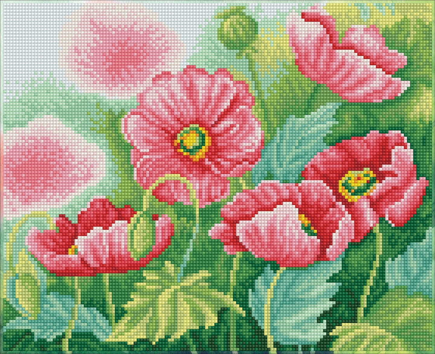 DIAMOND DOTZ® Watercolour Poppies, Full Drill, Square Dotz, Diamond