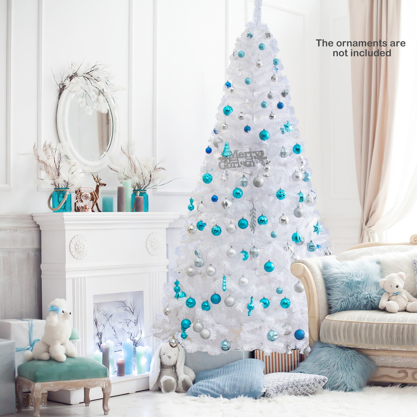 White Artificial PVC Christmas Tree with Metal Stand