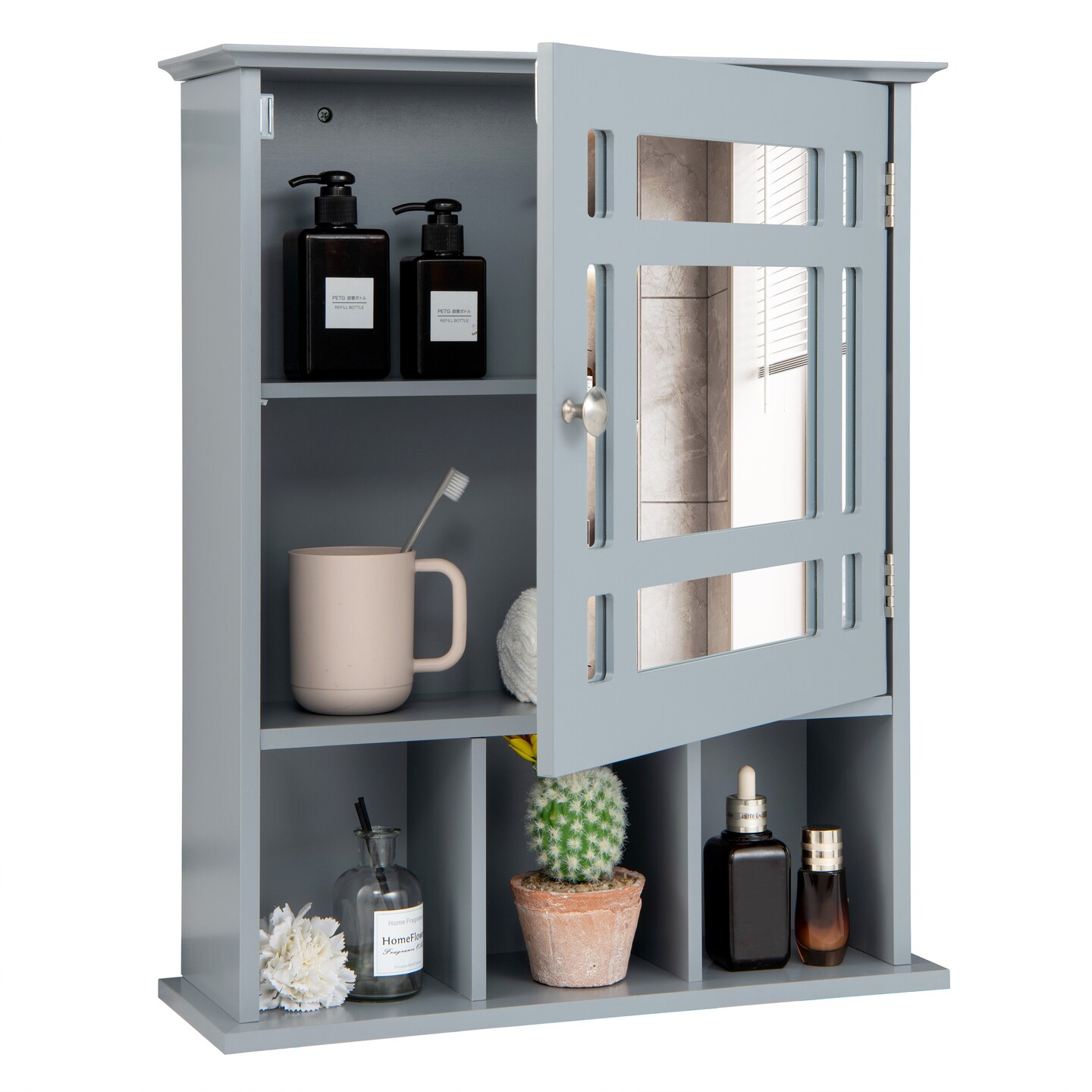 Wall Mounted Bathroom Cabinet with Mirrored Magnetic Door Holder