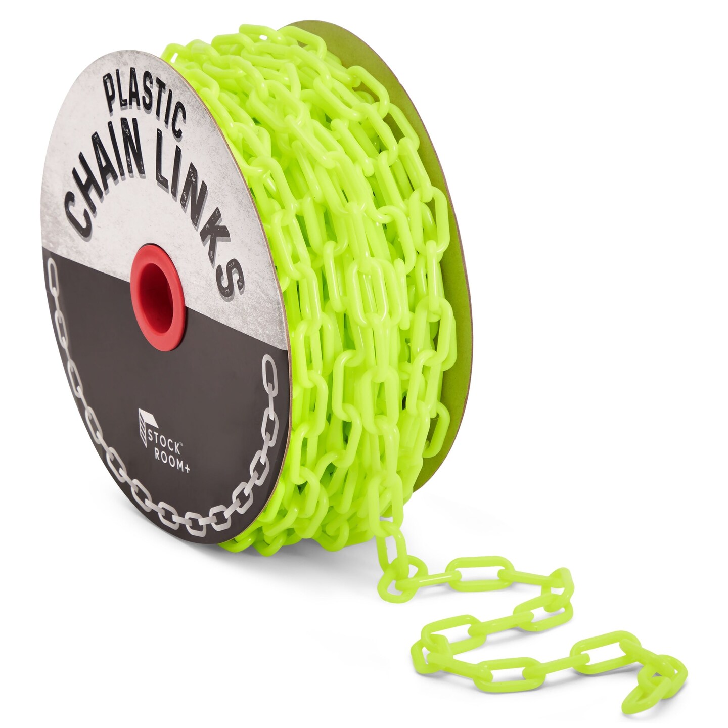 100 Foot Neon Yellow Plastic Chain Safety Barrier for Crowd Control, Queue Line, Concerts, Parking (1.5-Inch Links)