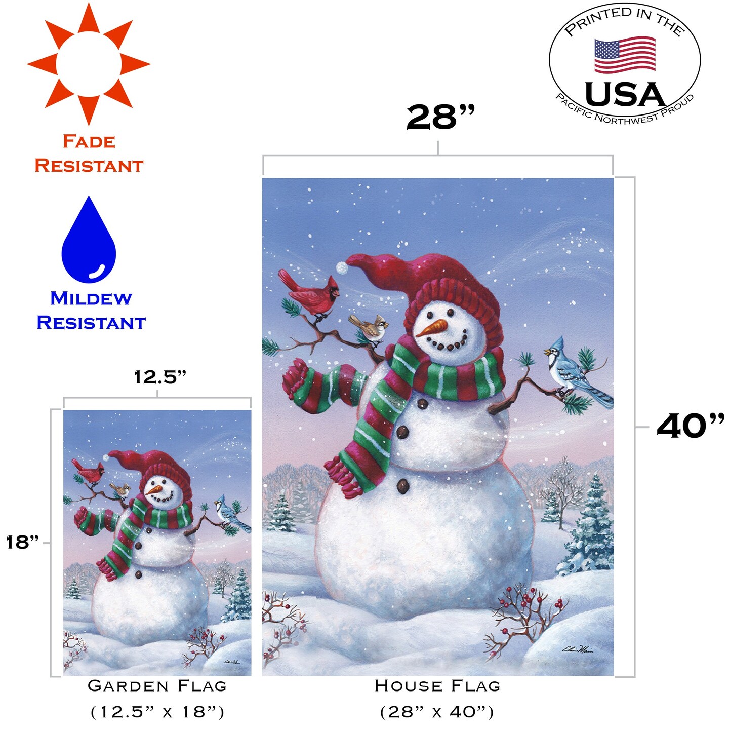 Snowy Birdy Buddy Decorative Winter Flag