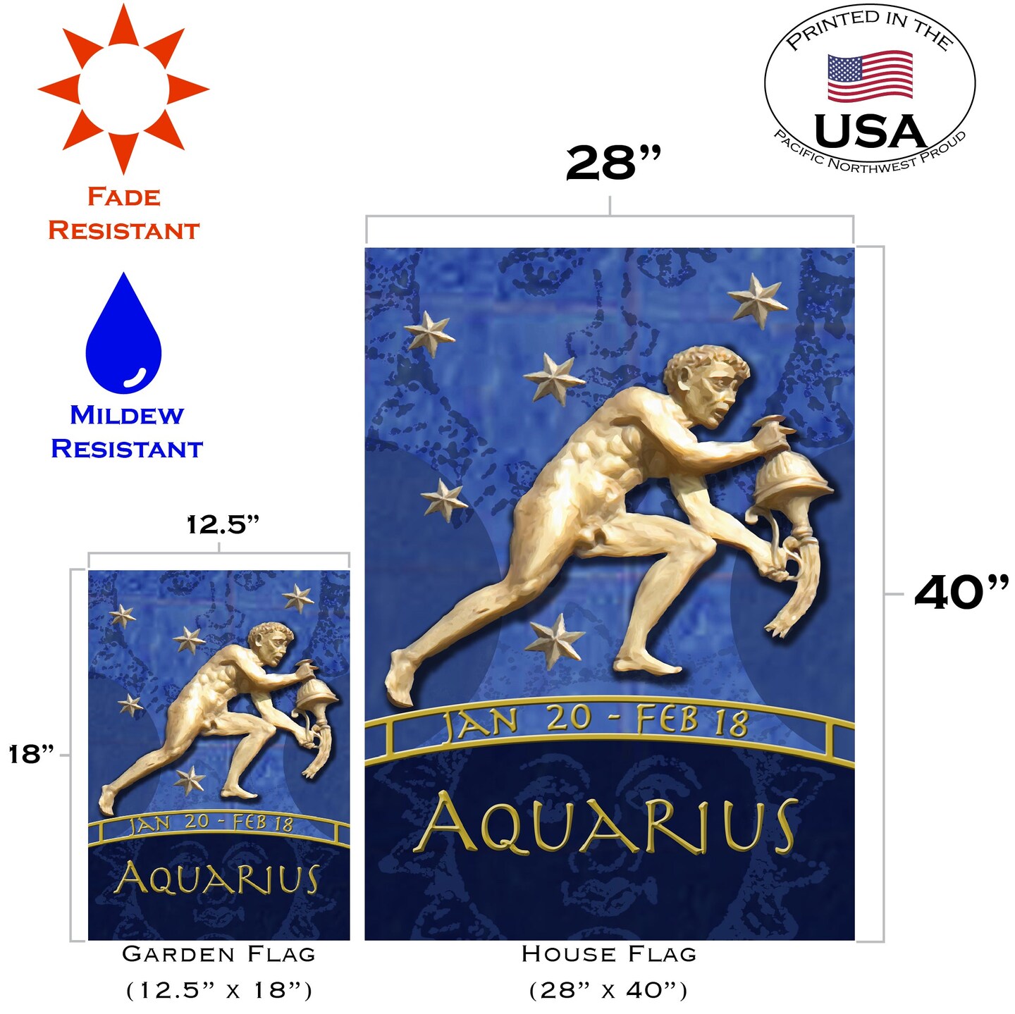 Zodiac-Aquarius Decorative Aquarius Flag